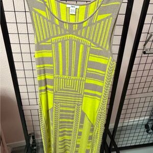 Bar III Neon Yellow Geometric Midi Dress